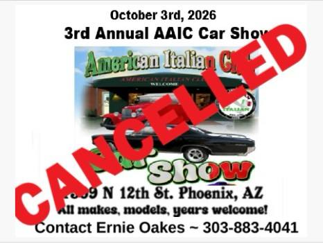 3rd Annual Italian American Car Show cancelled flyer